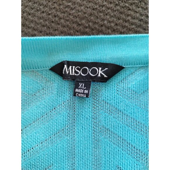 Misook Turquoise Geometric Open Front 3/4 Sleeves Cardingan XL - Picture 5 of 11